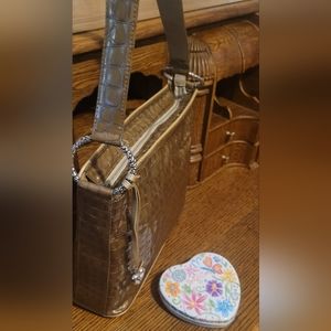 BRIGHTON Sandstone Leather Croc Embossed Bag